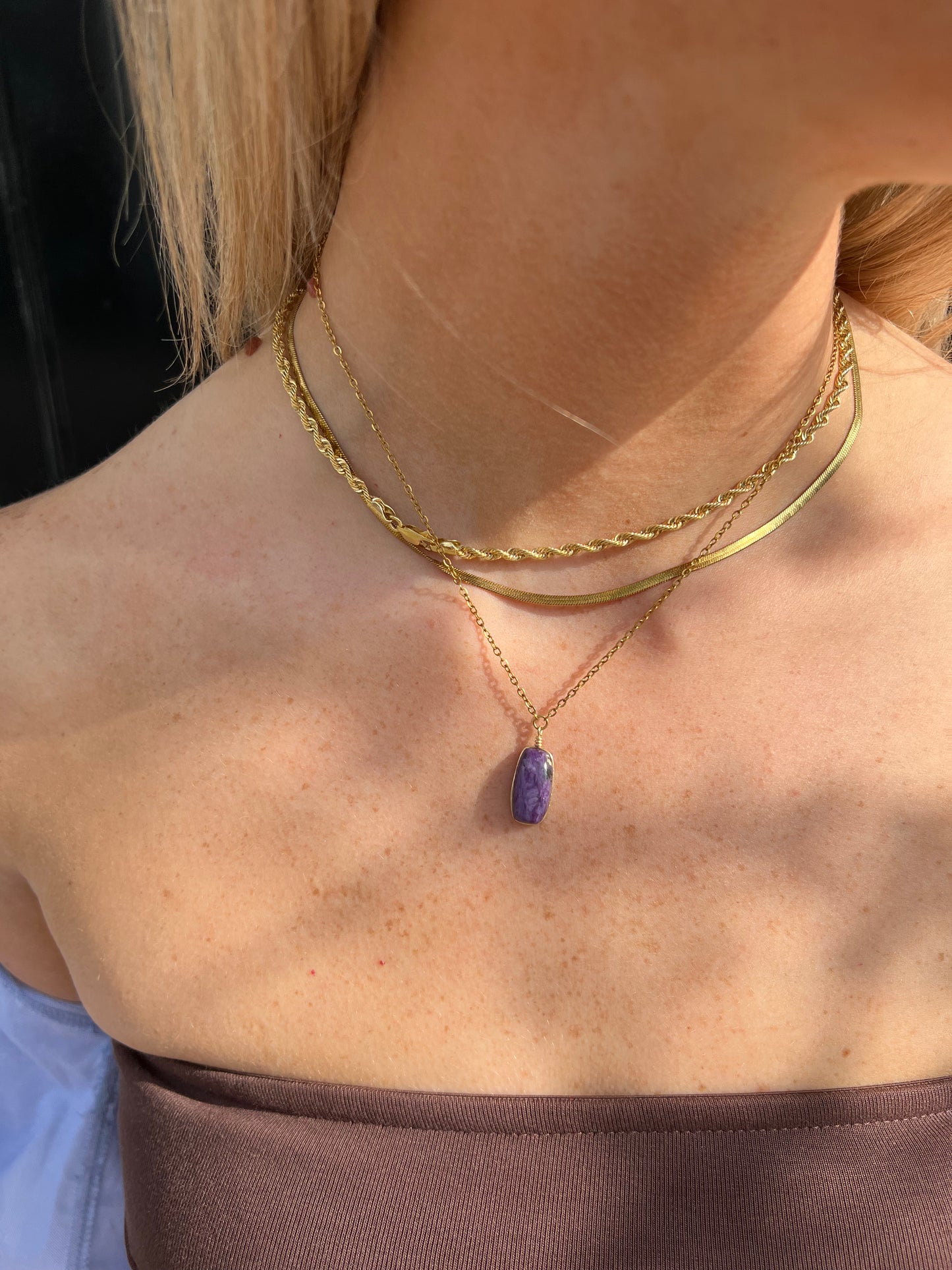 Purple Charoita Stone Necklace