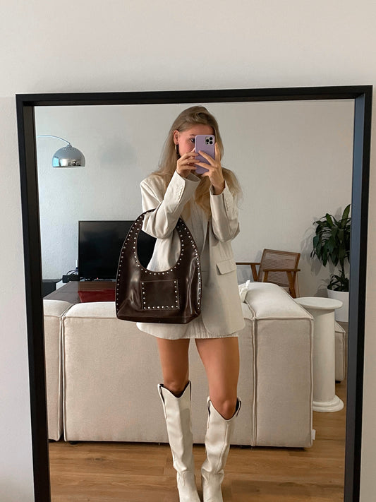 Brown studded Buffalo Bag