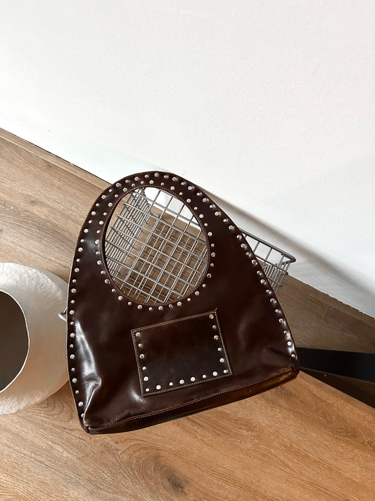 Brown studded Buffalo Bag