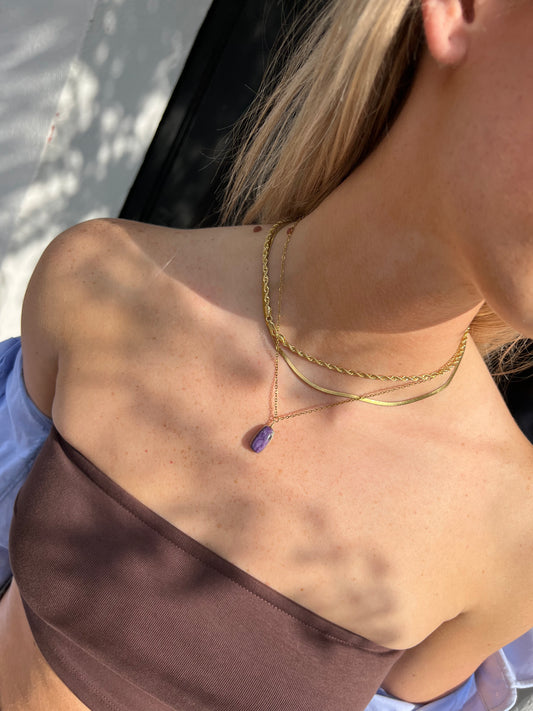 Purple Charoita Stone Necklace