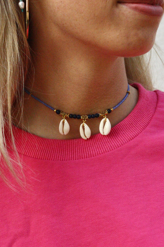 Blue Triple Shell Necklace
