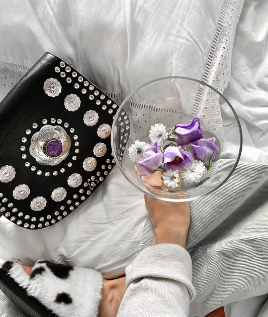 Purple Flower Stone Mile Bag